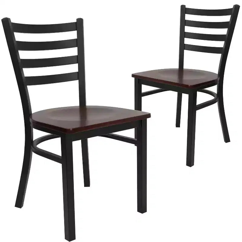 Chaise de restaurant en métal à dossier échelle Emma et Oliver, lot de 2