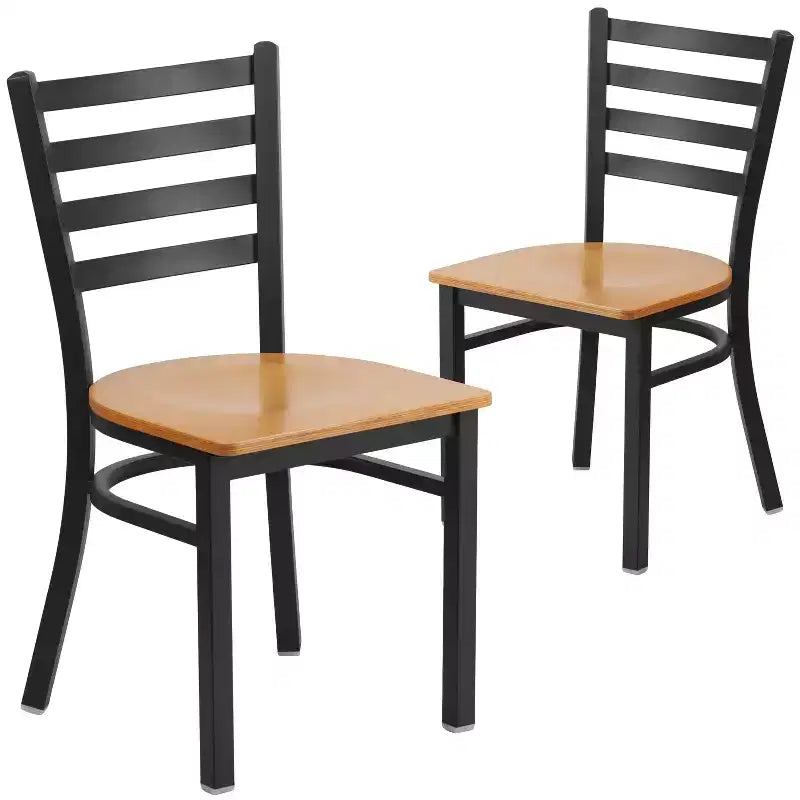 Chaise de restaurant en métal à dossier échelle Emma et Oliver, lot de 2
