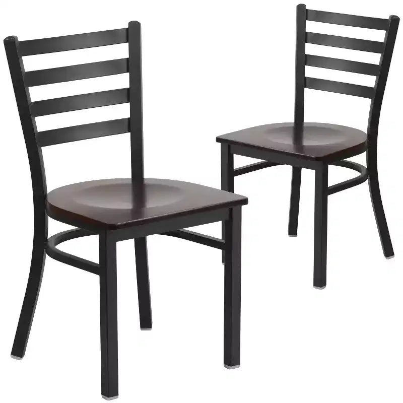 Chaise de restaurant en métal à dossier échelle Emma et Oliver, lot de 2