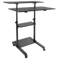 Mount-It! Wide Mobile Stand Up Desk | Height Adjustable Rolling Workstation with 40 Wide Table Tops | Multi-Purpose Rolling Presentation Cart - Black