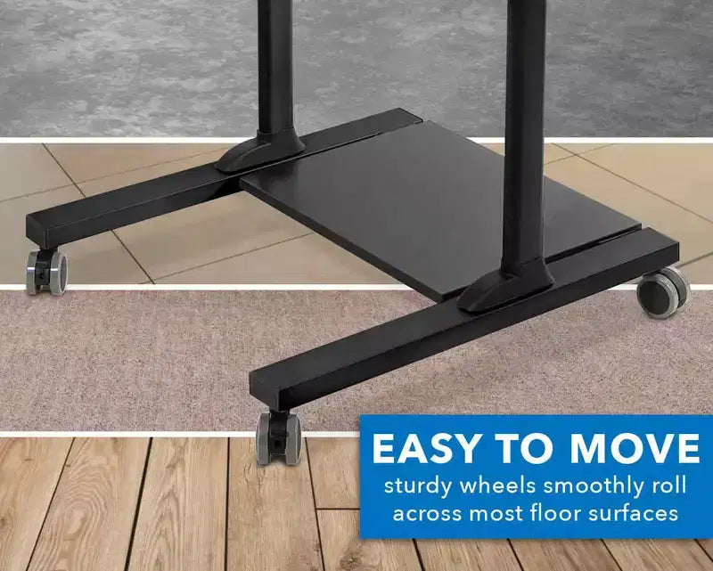 Mount-It! Grand bureau mobile réglable en hauteur | Poste de travail roulant avec plateaux de 100 cm de large | Chariot de présentation roulant polyvalent – Noir